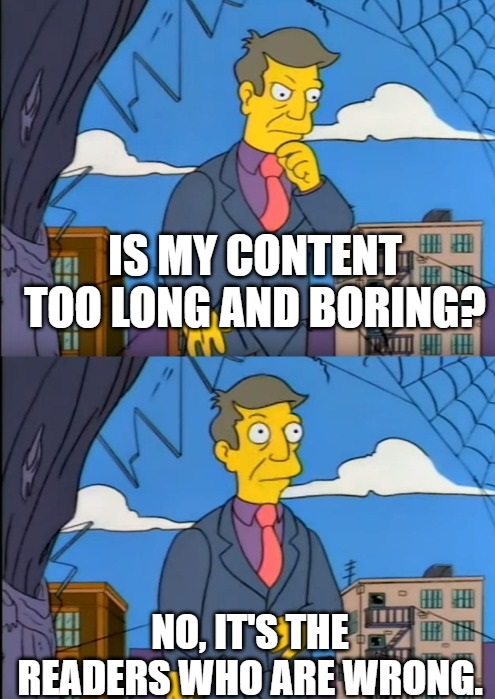 A meme about online content and readability.